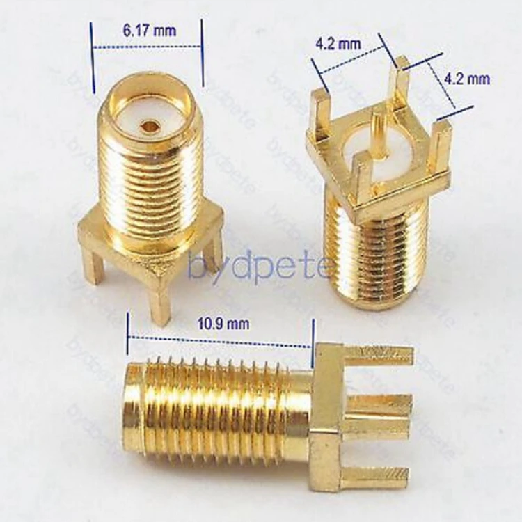

10pcs/lot SMA female jack Panel Mount socket PCB Solder square equally RF Connetor 10.9mm