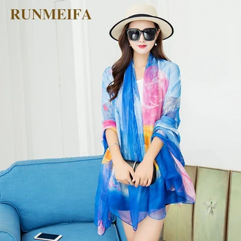 

[RUNMEIFA] New Fashion Long Design Women Scarves Printed Soft Chiffon Shawl Wrap Wraps Velvet Silk Scarf For Femme Best Gifts