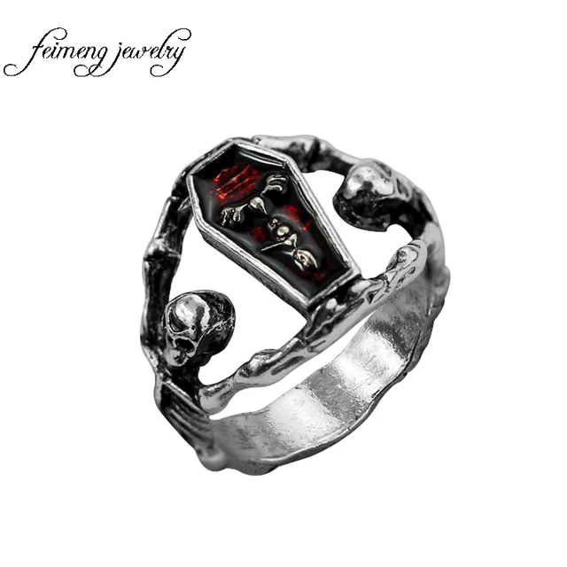 Maxi Punk The Vampire Diaries Coffin Ring For Party Wedding Bands Maxi Punk The Vampire Diaries Coffin Ring For Party Wedding Bands Women And Men Fans Size