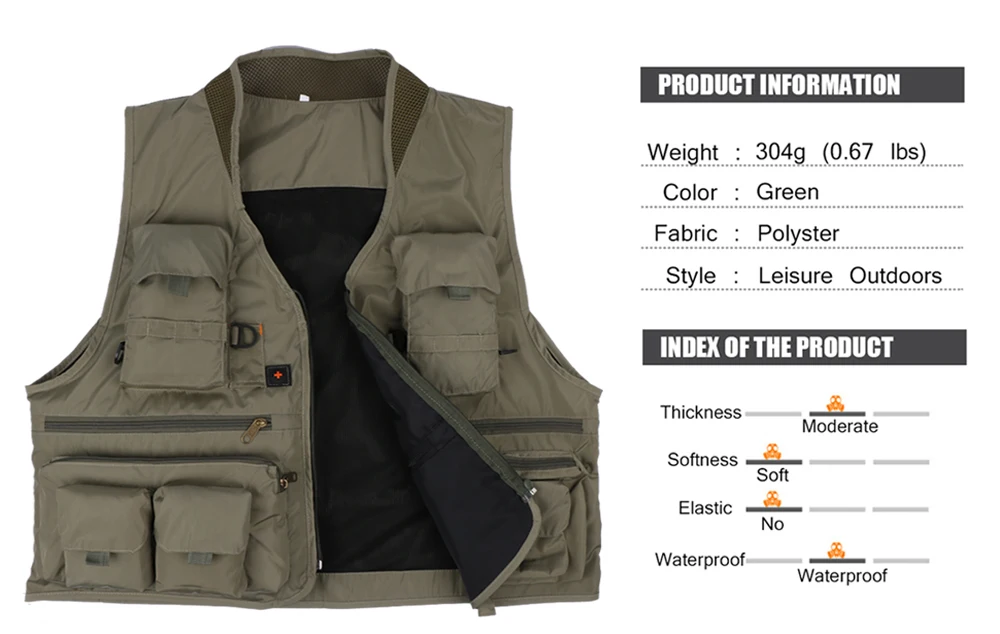 Goture Многофункциональный рыболовный жилет, куртки, жилет с несколькими карманами для рыбалки на открытом воздухе, походов, охоты, размеры L, XL, XXL