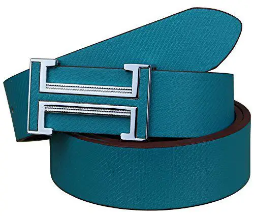MISSKY Mens 35mm Reversible correa plana correa de cuero suave I verde claro fuera cigüeña