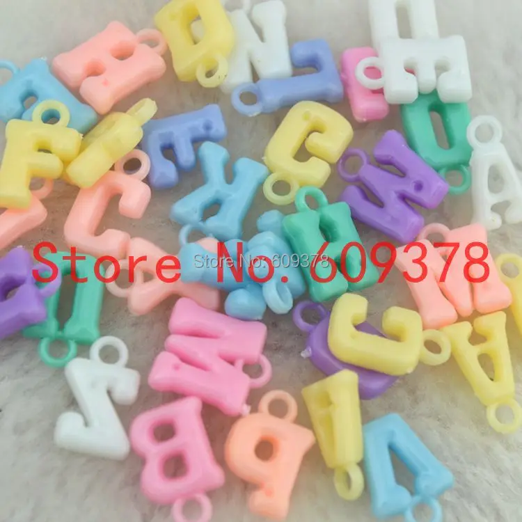 

Free shipping! 50g/200 mixed acrylic letter Beads 14mm charm Beads For Loom Band Bracelet