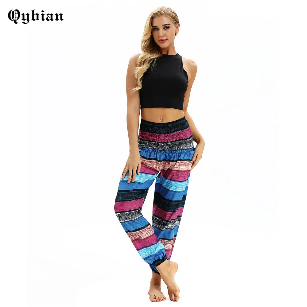 Striped Trousers Women long Pants Wide Leg yoga baggy stripy trouser stripes