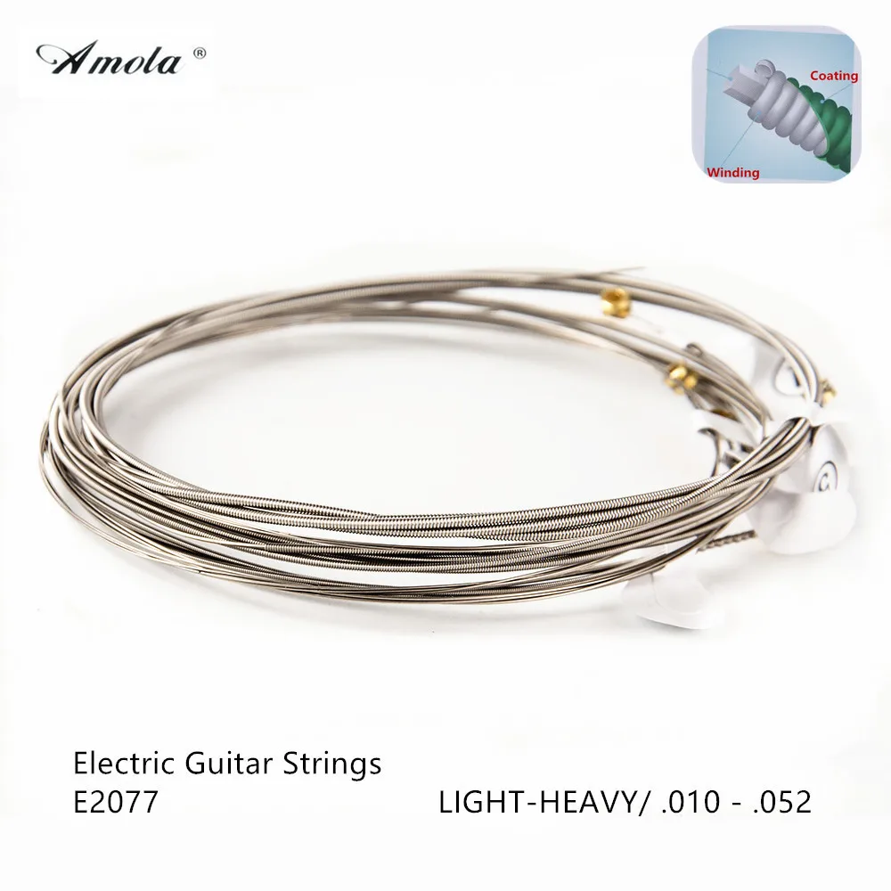 Струны E2077 для электрогитары w NANOWEB Coating светильник/Heavy .010-.052 запчасти гитары