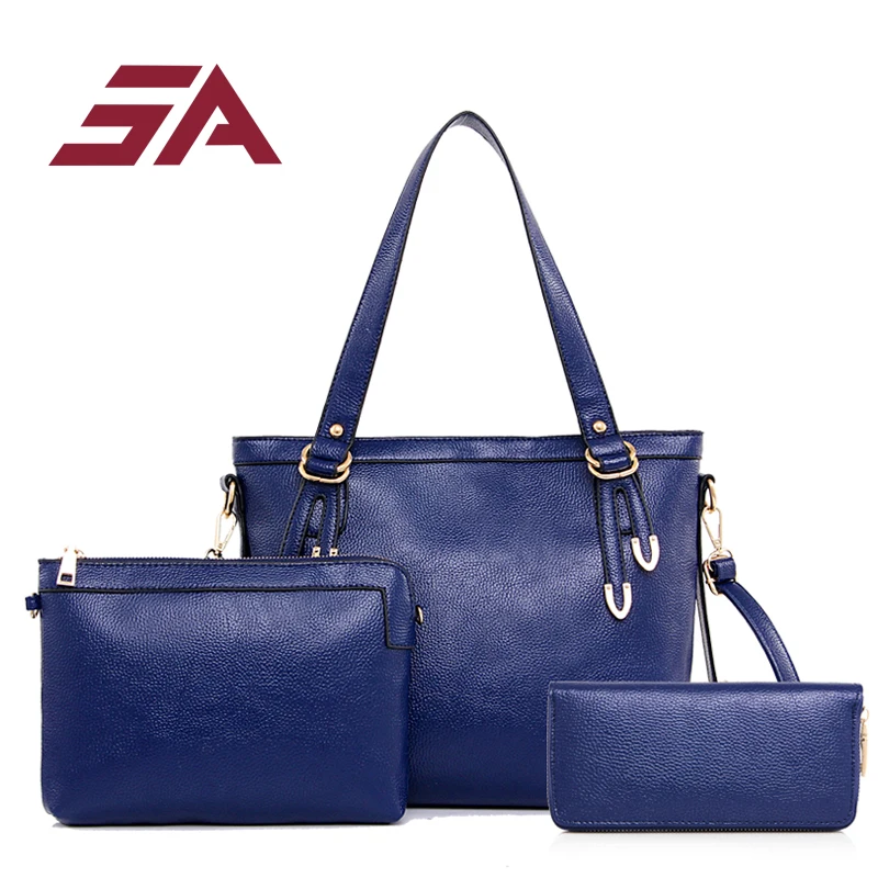 

SA Luxury Brand Women Shoulder Bag PU Leather HandBag Women Casual Travel Bags Handbag+Messenger Bag+Purse 3 Sets