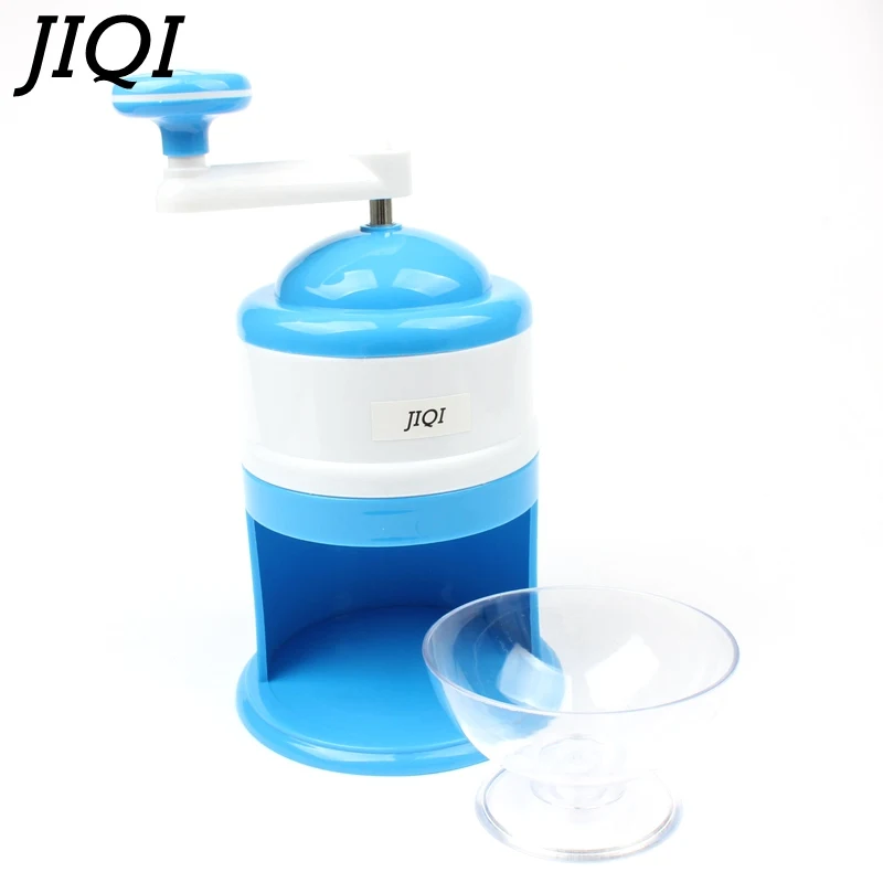 JIQI Household Ice Crushers Shavers Portable Blue and White handheld