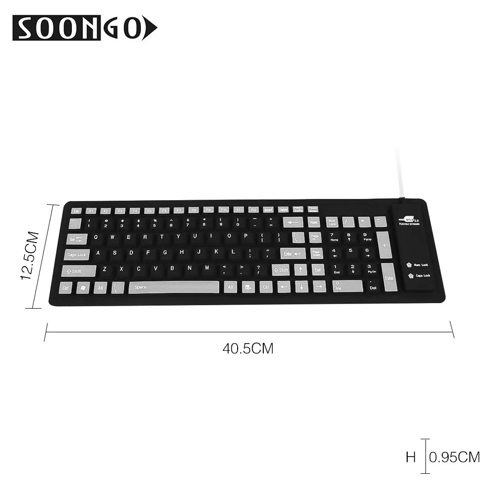 Folding Silicone Soft Keyboard Flexible Wired Slim Gamer Universal Teclado Portable Mini Roll-up Multicolor PC Desktop Laptop (2)