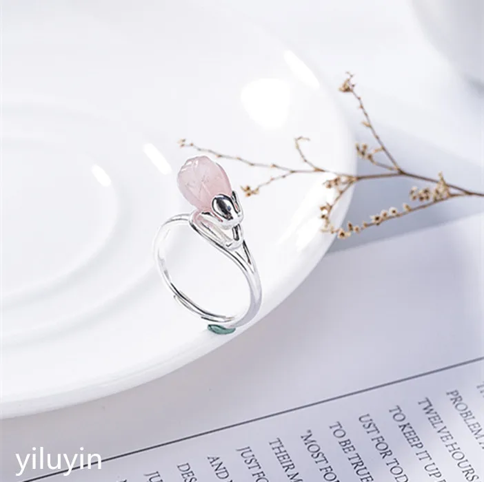 KJJEAXCMY boutique jewelry S925 чистое серебро Натуральный Порошок цветок магнолии простое и