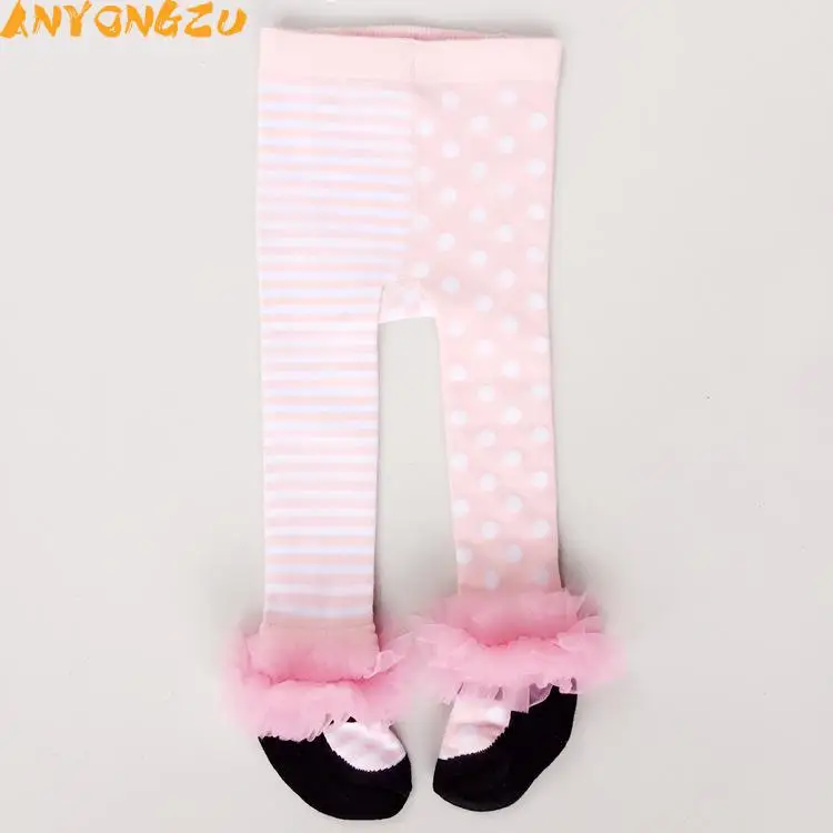 

2pcs/lot Anyongzu Girls 0-36 m baby for bear baby spot and striped shoes and small girl pantyhose