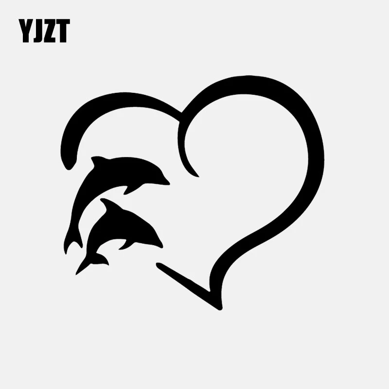 Yjzt 14 8 Cm 13 1 Cm Herz Umriss Delphin Bottlenose Fluss Ozean Auto Aufkleber Vinyl Aufkleber Dekor Schwarz Silber C24 0774 Car Stickers Aliexpress
