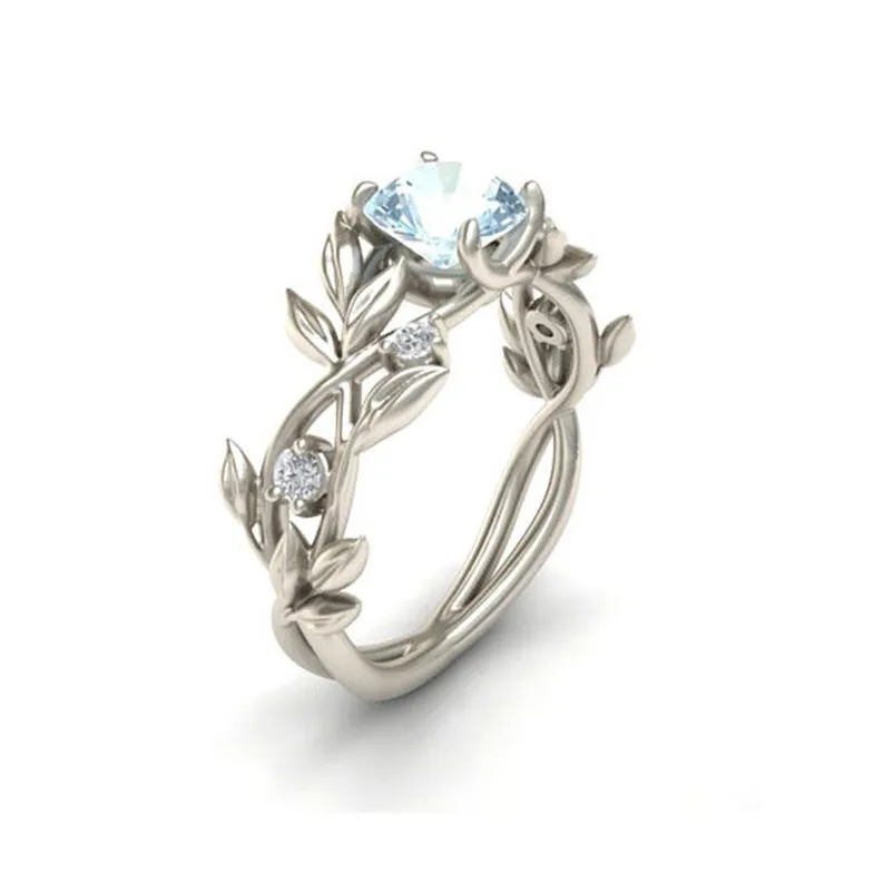 New Arrival Fashion Women's Silver Floral Transparent Flower Vine Leaf Rings Wedding Rings for women midi rings Ring Set J13#N (4)