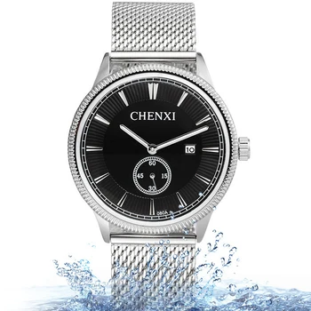

2018 Fashion Chenxi Brand Reloj Hombre Men Watch Automatic Date Mesh Steel Quartz Classic Calendar Waterproof Clock Montre Homme