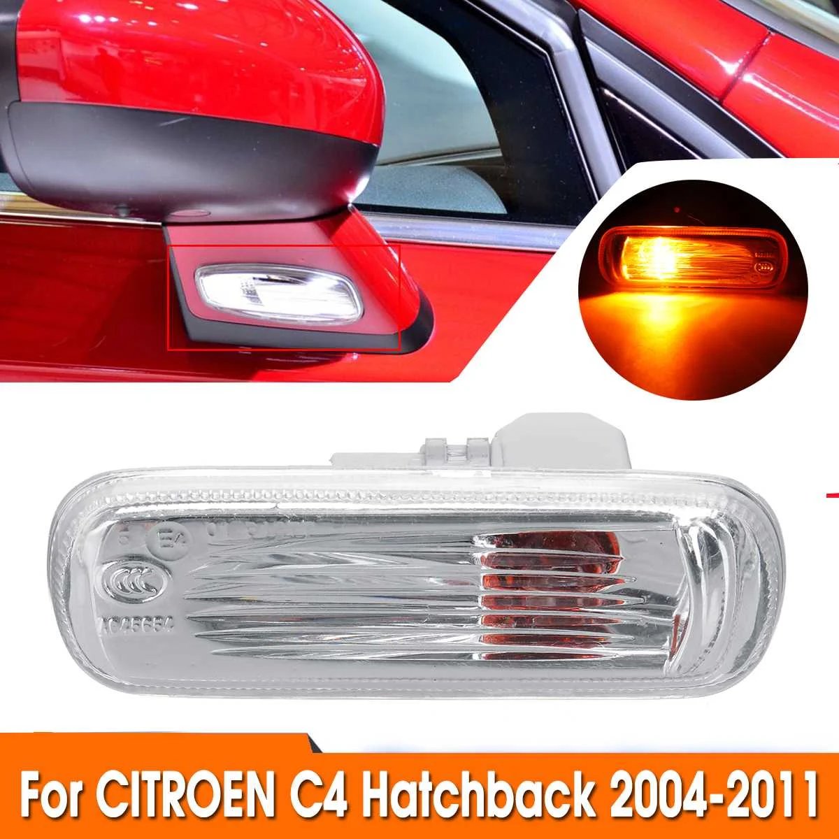 

Car LED Side Mirror Indicator Amber Light Replace Rearview Mirror Turn Side Light With Bulbs For Citroen C4 Hatchback 2004-2011