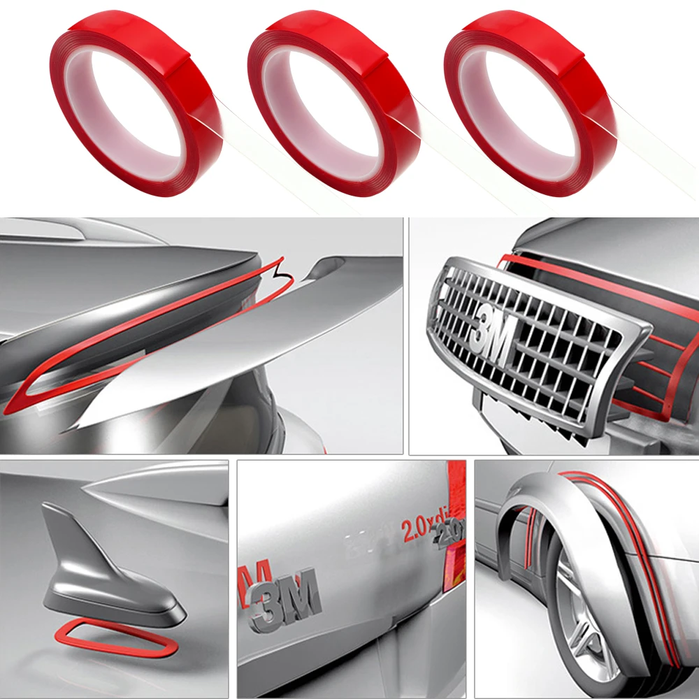 Car Double Side Tape Auto Glue Stickers Decoration Tools Acrylic Foam Transparent Adhesive Car Stickers 8/10/15/20mm*3m 3m double side adhesive tape for auto 3000cm x 0 8cm