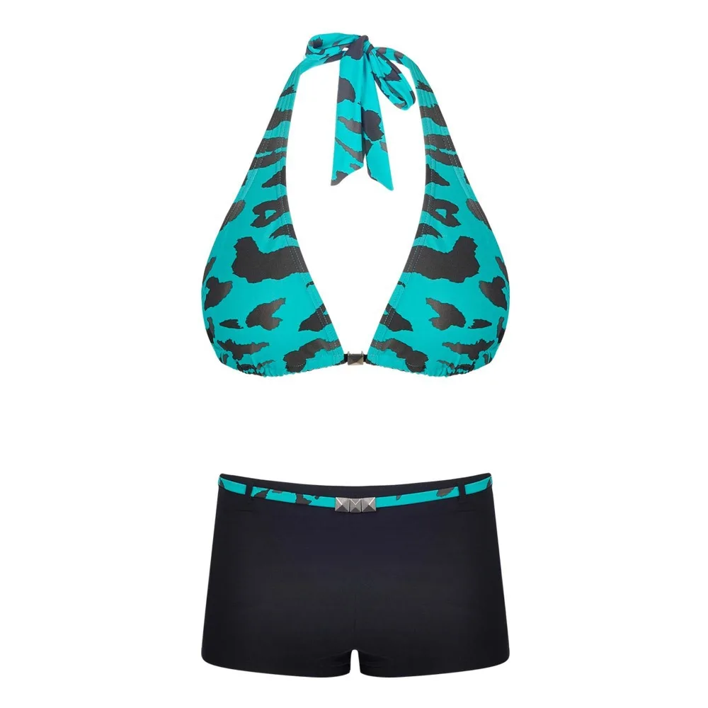 green leopard print swimsuit