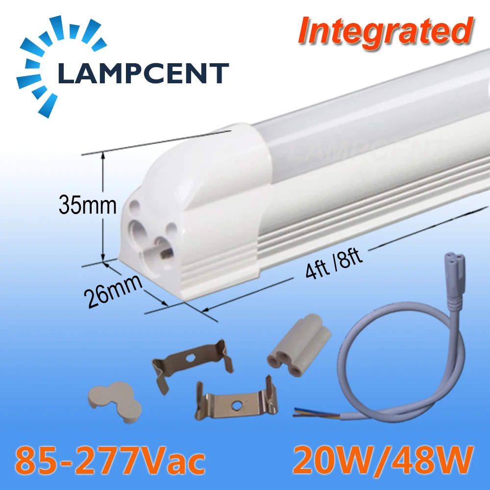 

4-30/Pack LED Tube Light 1.2m 2.4m T5 Integrated Bulb Fixture20W/24W 40W/48W 4ft 8ft Bar Lighting Wall Lamp with fitting 85-277V