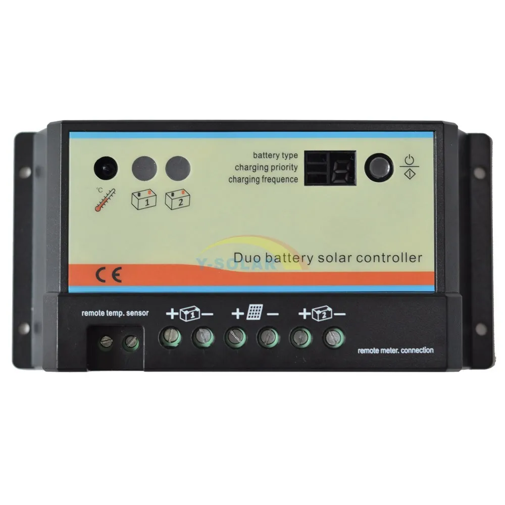 10 шт. 20A Daul Батарея Солнечный контроллер заряда с MT-1 дисплеем, чтобы показать все параметры 12 В 24 в авто Рабочий набор типа летучей мыши