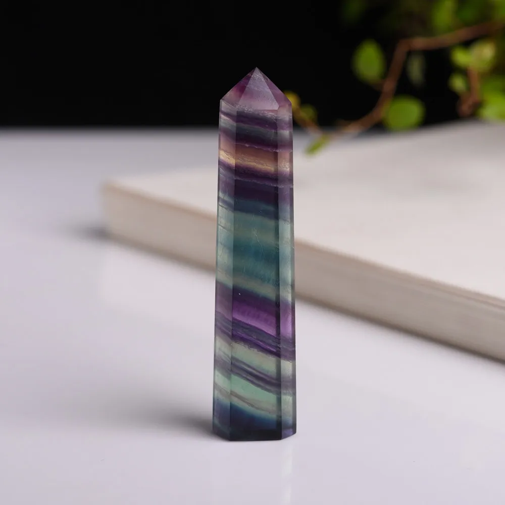 Природный Флюорит Кристалл Красочный Полосатый флюорит 4-6,5 см кварцевый хрустальный камень точка заживление шестиугольная палочка обработки камень