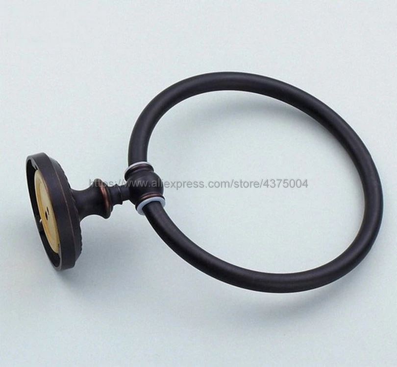 Bathroom towel holder, brass Wall-Mounted Round Black Oil Rubbed Brass Towel Ring ,Towel Rack Nba214