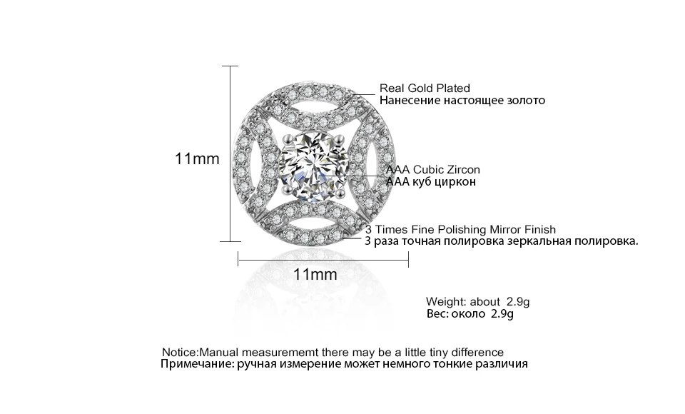 Высококачественные круглые серьги-гвоздики с кубическим цирконием для женщин и девушек, серьги-гвоздики с кристаллами CZ золотого цвета FSEP2255