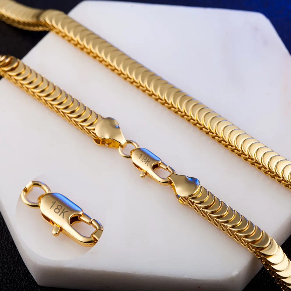 

Gold Color Singapore Chain 20inch 7mm Gold Color Necklace & Bracelet For Women Men New Wholesale DIY Long Necklace Jewelry X217