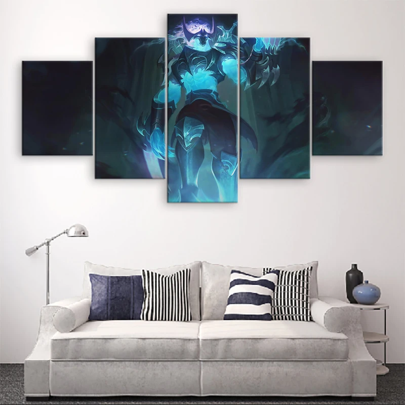 Modern-Wall-Decor-Painting-Poster-5-Panel-Home-Decor-League-of-Legends-Zed-Canvas-Print-Game