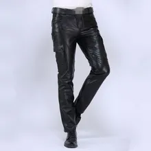 Новые мужские прямые брюки брендовые роскошные мужские длинные брюки из натуральной кожи модные натуральная яловая кожа Теплые мотоциклетные брюки