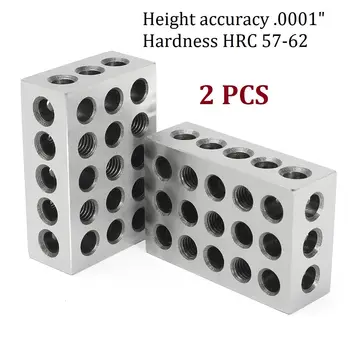 

2Pcs Precision Blocks Hardened Steel 1-2-3 Blocks 0.0001" Precision Matched Machinist 123 Milling Tool 23 Holes