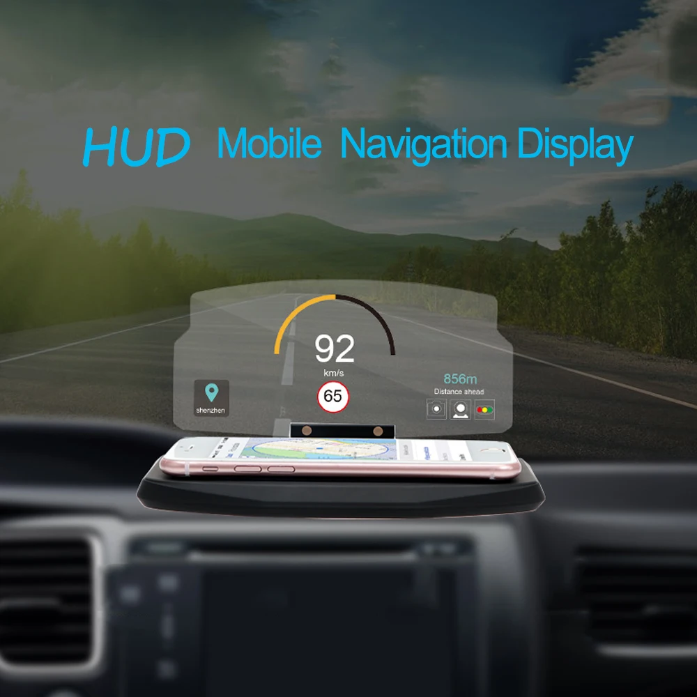 

Car Windscreen Projector HUD Head Up Display for iPhone Samsung GPS 6.5 Inch Mobile Phone Holder Universal Multifunction