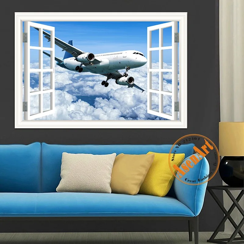Buy 3d Vinyl Wall Art Airplane Wallpaper Removable
