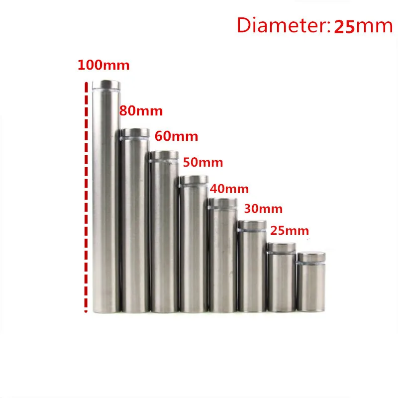 4 шт. стеклянные крепежи диаметр 25 мм нержавеющая сталь акриловые рекламные стойки штырьковые гвозди билборд крепежные винты Аппаратные средства