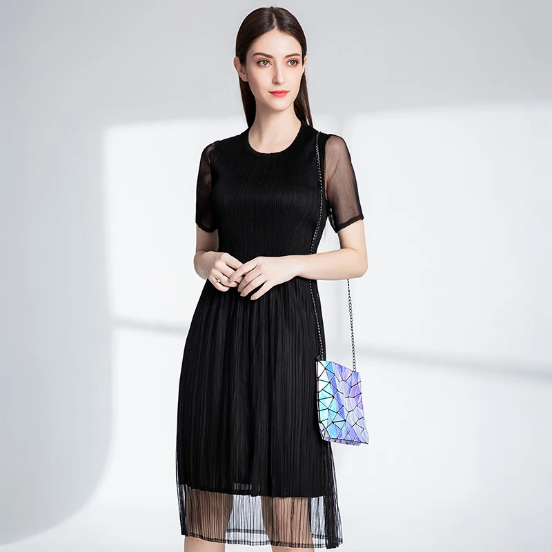PY 17-1033 2018 Мода Платье с принтом для девочек женские плиссированное платье