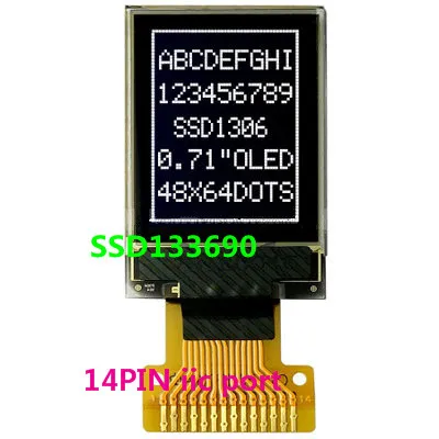 OLED-дисплей 0 71 дюйма с разрешением 64x48 48*64 64*48 белая подсветка порт IIC I2C ssd1306