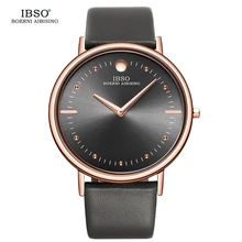 IBSO бренд 7,5 мм ультра-тонкие мужские кварцевые часы дизайн кожаный ремешок Кварцевые часы мужские наручные часы Relogio Masculino