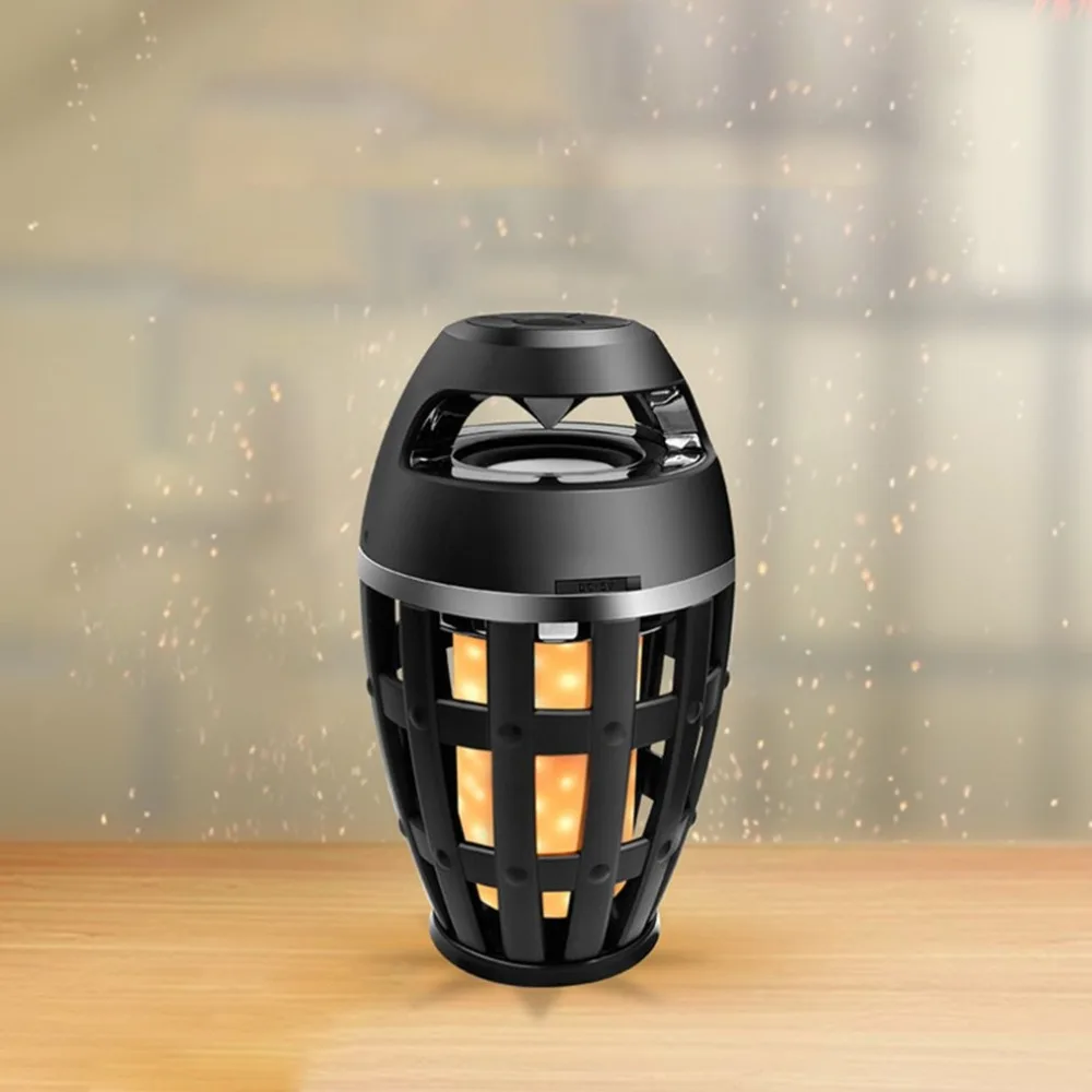 Mini LED Flame Bluetooth Speaker Waterproof Portable Wireless Stereo Speaker with 5W LED