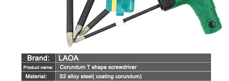 LAOA S2 Bit Corundum Sic T shape Hand Tools Phillips/Slotted Screwdriver With Rubber Handle And Cr-V Rod