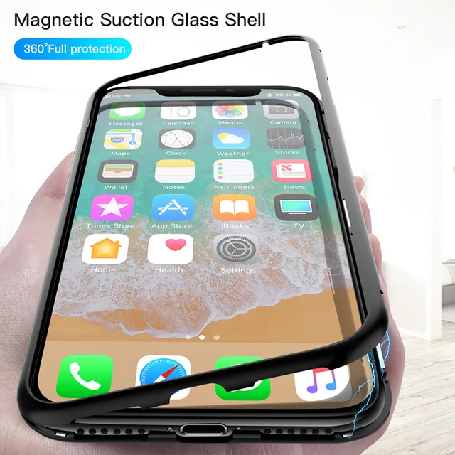 Magnetic Adsorption Case For iPhone Xs Max X R S 8 7 6 Plus Luxury Glass Cover Metal Coque Xsmax Xr Carcasa |