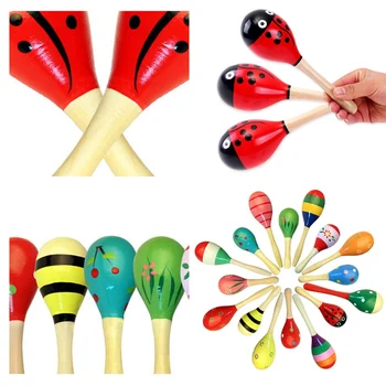 

1Pc Colorful Wooden Baby Child Musical Instrument Rattle Shaker Party Children Gift Toy Pattern Random
