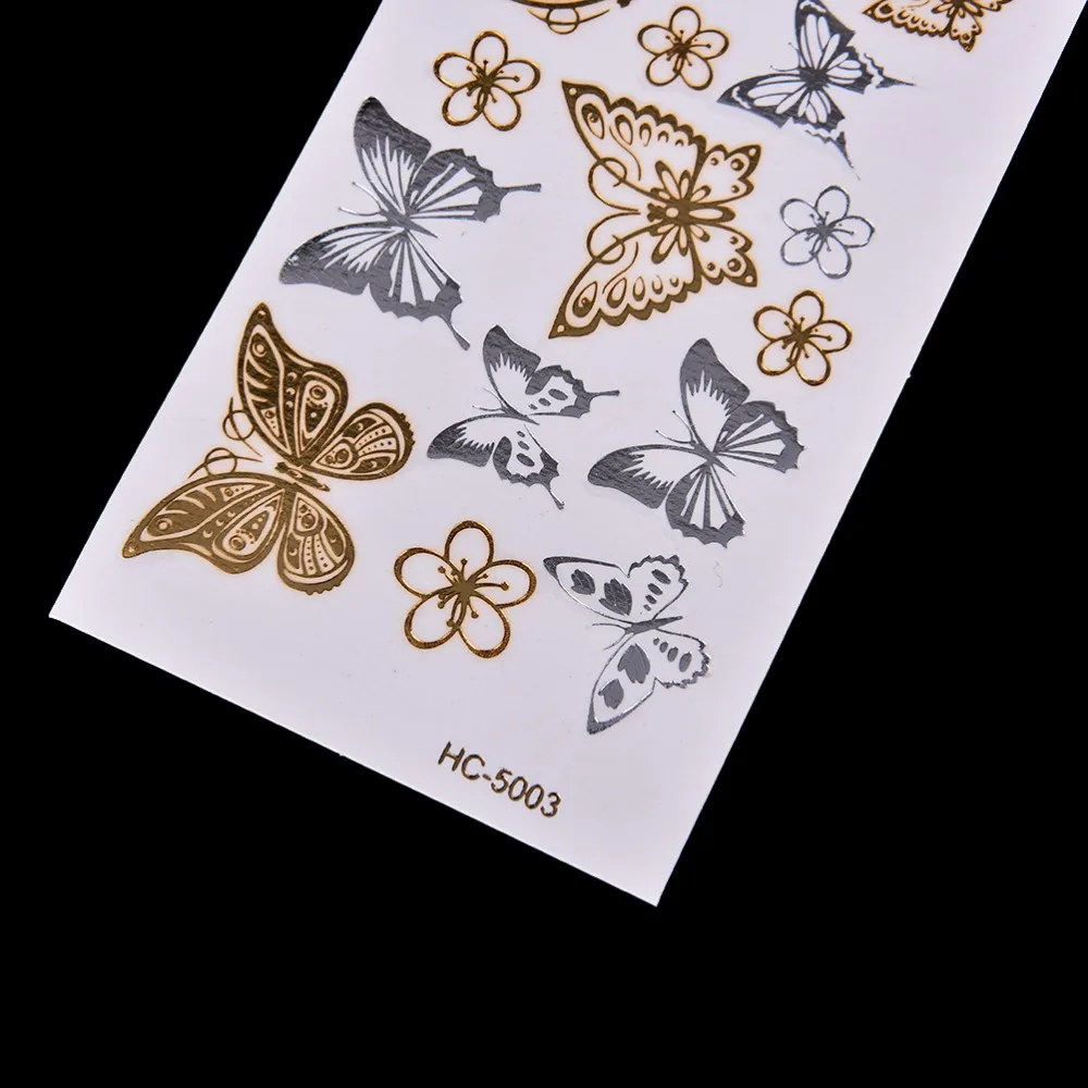 Водонепроницаемый 11*6 см Золотая Бабочка 3D Временные татуировки боди-арт флэш-татуировки наклейки