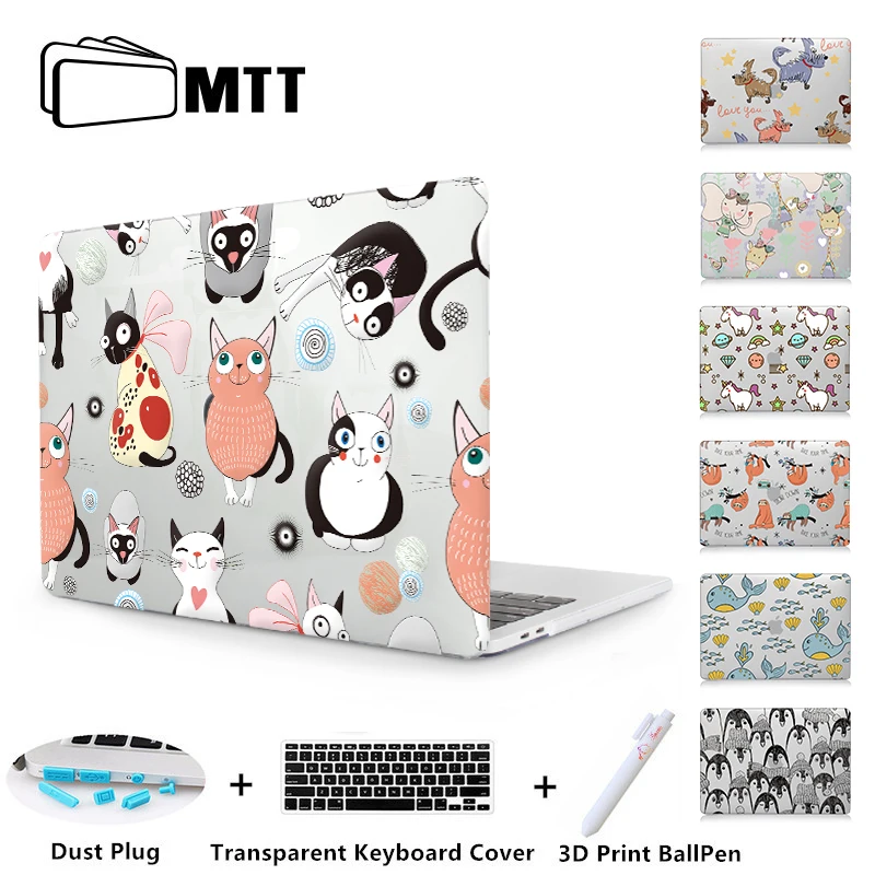 Продажа МТТ милый мультфильм печати чехол для Apple MacBook Air 11 13 Pro 13 15 Retina жесткий в виде ракушки Mac обложка книги 12 дюймов Чехол ноутбука a1708