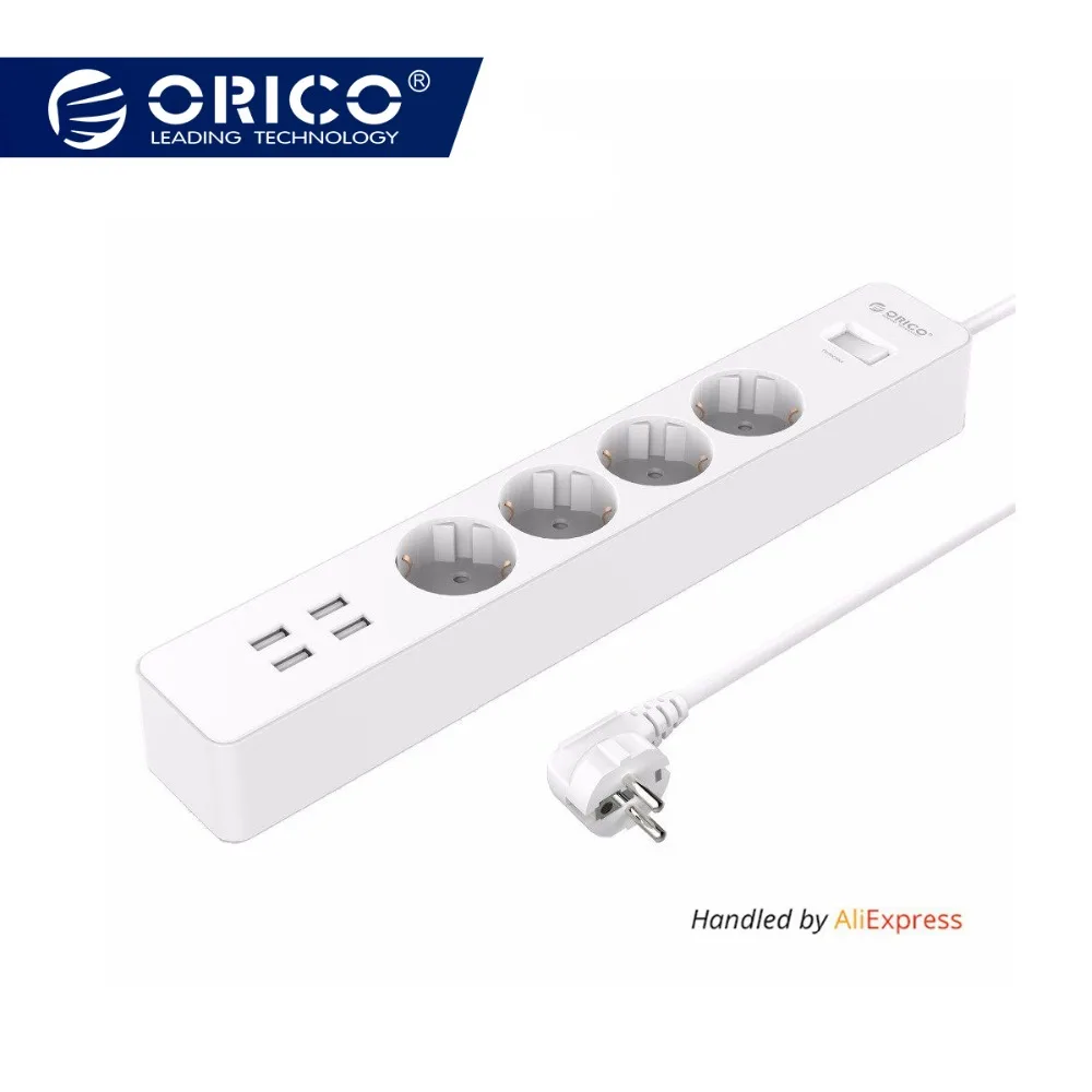 

ORICO USB Power Strip Home Office EU Surge Protector with 4 USB Port 20W Charger 4 EU AC Plug MAX 2500W Smart Power Socket Plug
