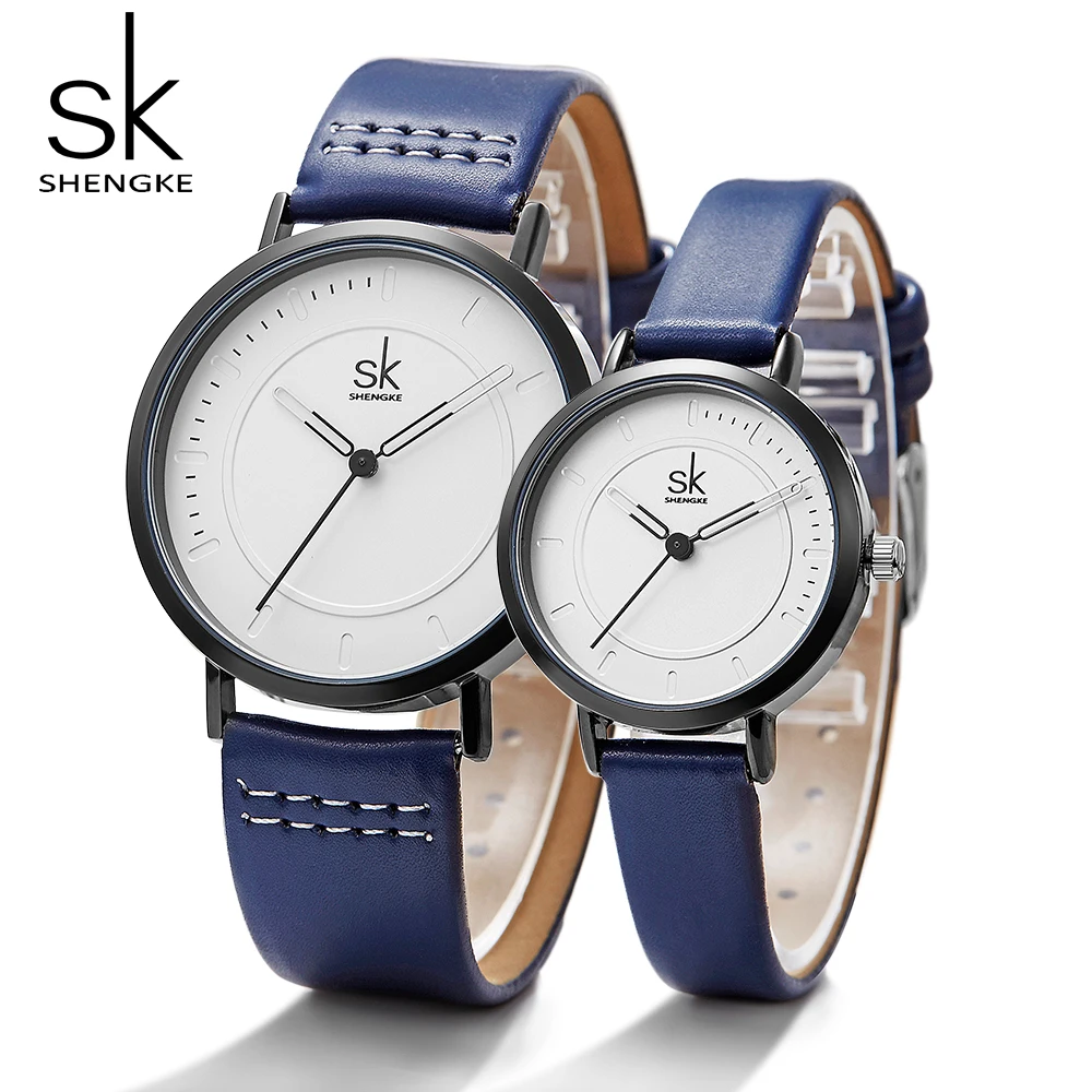 HOT SALE  Shengke Top Brand Couple Watch Waterproof Wrist Watch for Men Women Leather Quartz Clock Valentine 