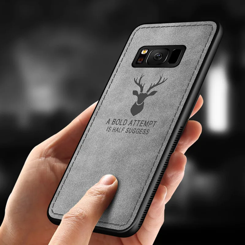 

Fabric Leather Deer Soft Phone Cases for Samsung Galaxy A7 2018 S8 S9 Plus J4 J6 A6 Plus A9 A6S J3 J5 J7 2017 Note 8 9 A8 Case