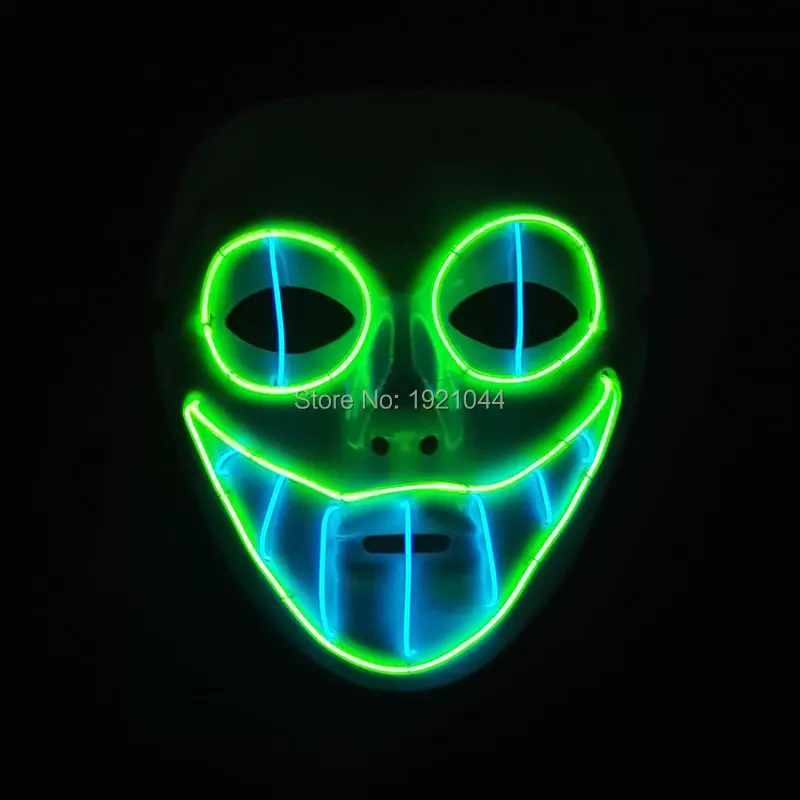 Sound activated EL wire Horror smile Masks Halloween Mask