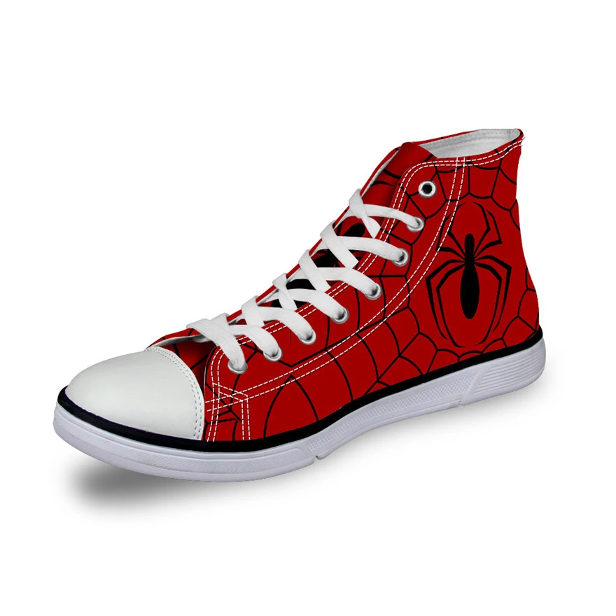 

Noisydesigns Men's Vulcanized Shoes Red Spider Man Prints High Top Canvas Shoes 2018 Spring Men's Sneakers Flats Leisure Zapatos
