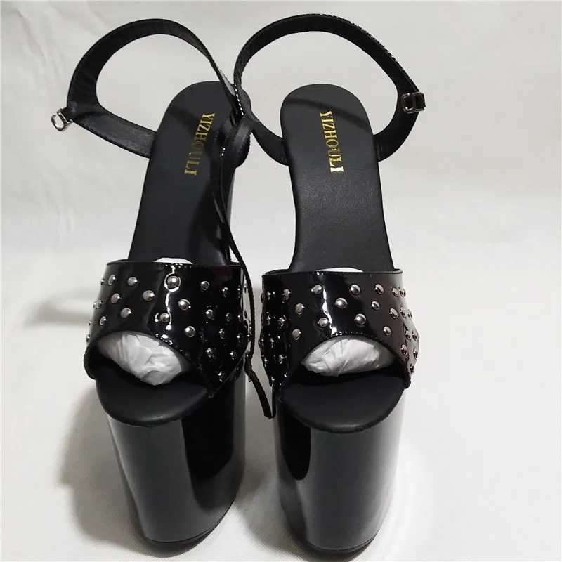 Ladies sexy party high heels, platform baking 20 cm high heel sandals, rivet decoration, dancing shoes