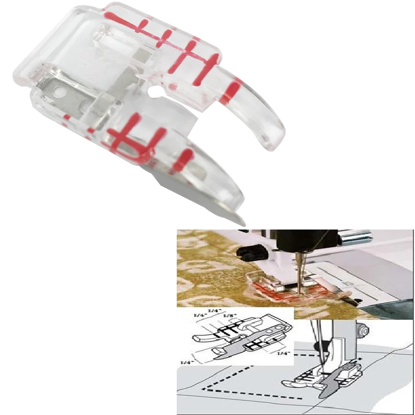 Clear 1/4" Piecing Guide foot Husqvarna Viking Emerald 116,118,122