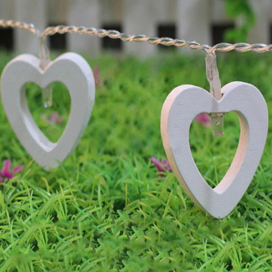 Wooden Love Heart Shaped 10 LED String Lights Battery Romantic Valentie's Day Holiday Lights Christmas Room Lights Decor HG-33 Wooden Love Heart Shaped 10 LED String Lights Battery Romantic Valentie's Day Holiday Lights Christmas Room Lights Decor HG-33