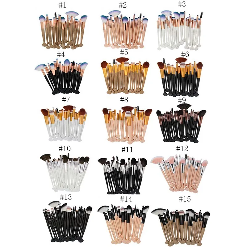 

20PCS Professional Cosmetic make up Brush Set Eyeshadow Eyeliner Powder Foundation Shell Makeup Brush Tools Kit 15colors