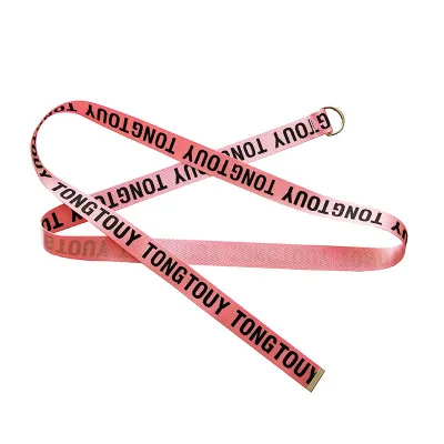 pink letter Harajuku для мужчин и женщин унисекс BF тонкий мини длинный холщовый поясной ремень с буквенным принтом пряжка металлическая лента ремень для джинсов - Цвет: pink letter